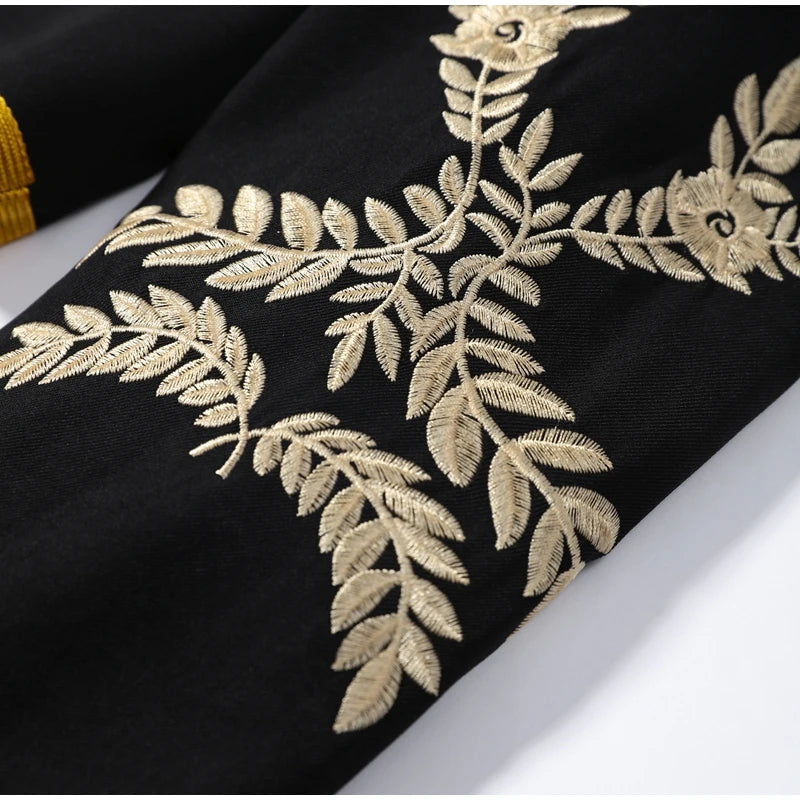 Napoleon Golden Short Jacket Women Vintage Stand Collar Long Sleeve Cropped Jackets 2026 Spring New Lady Outwear High Street