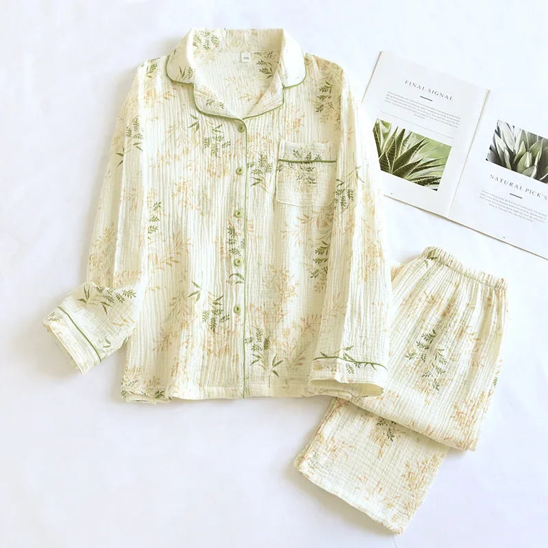 crepe long‑sleeve pajama set