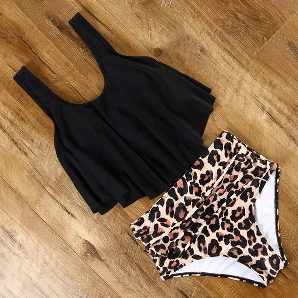 Leopard Bikini 2024 High Waist Bikini Animal Print Floral Swimsuit Brazilian Ruffle Swimsuit Split Swimwear Women