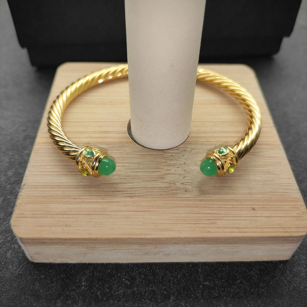 S925 Sterling Silver New 5mm Golden Water Chestnut Chalcedony Bracelet Neutral Classic Fashion Retro Trend Luxury Jewelry Gift