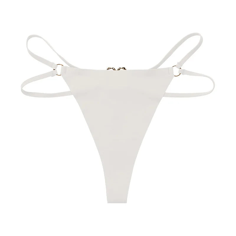 Ice Silk Seamless G‑String Thong — Women’s Lightweight Underwear with Iron‑Ring Detail (S–XL)