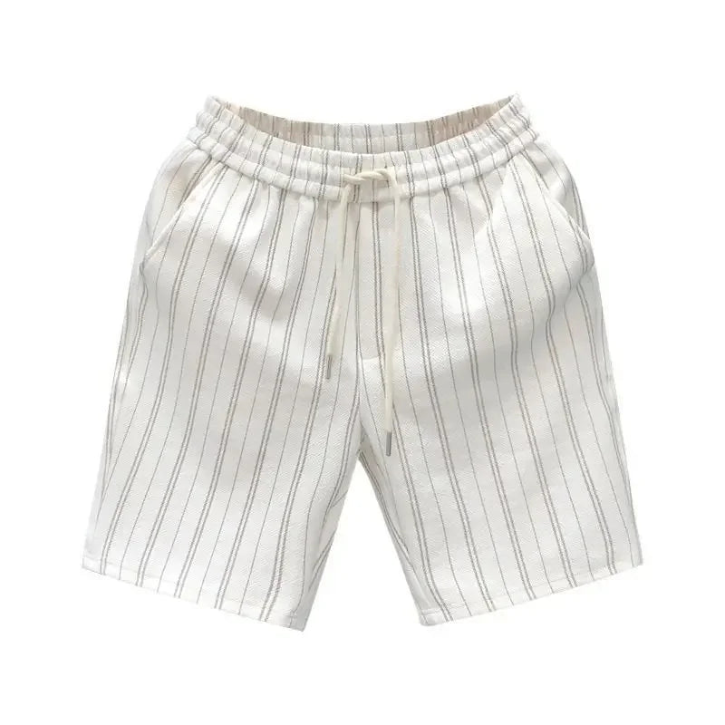 Black‑White Striped Casual Shorts