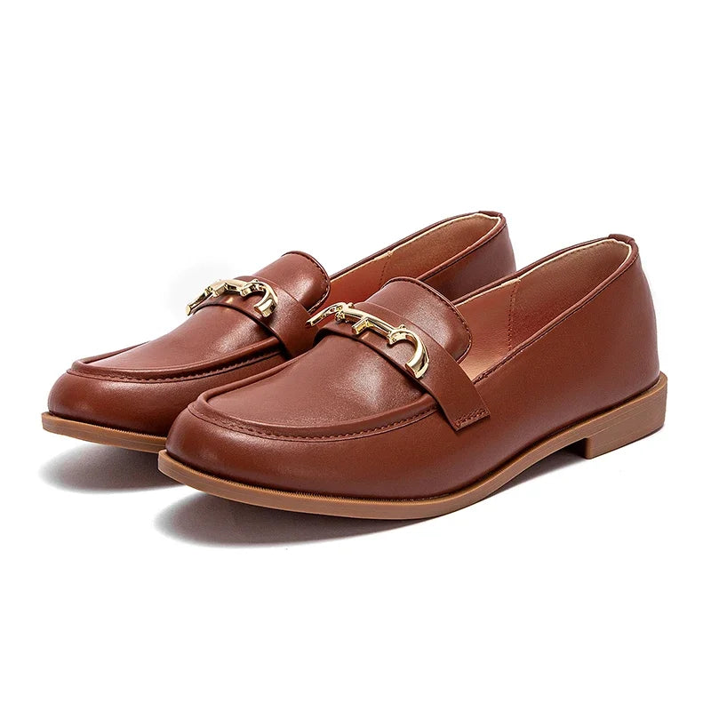 Fine Workmanship Seasonal Fashion New Women's Flat Shoes Retro Classic Pure Colour Simple Women's Leather Shoes
