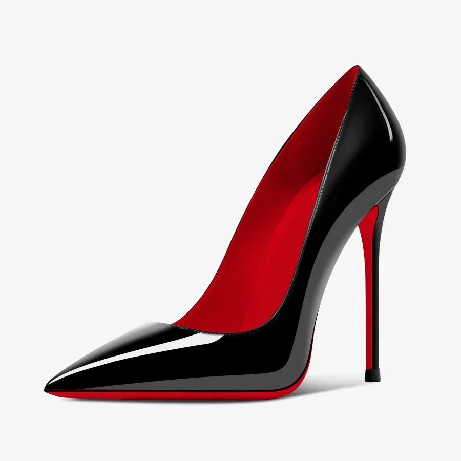 Black Extra‑Thin 12cm High Heels – Women’s Professional Shallow‑Mouth Stiletto Pumps