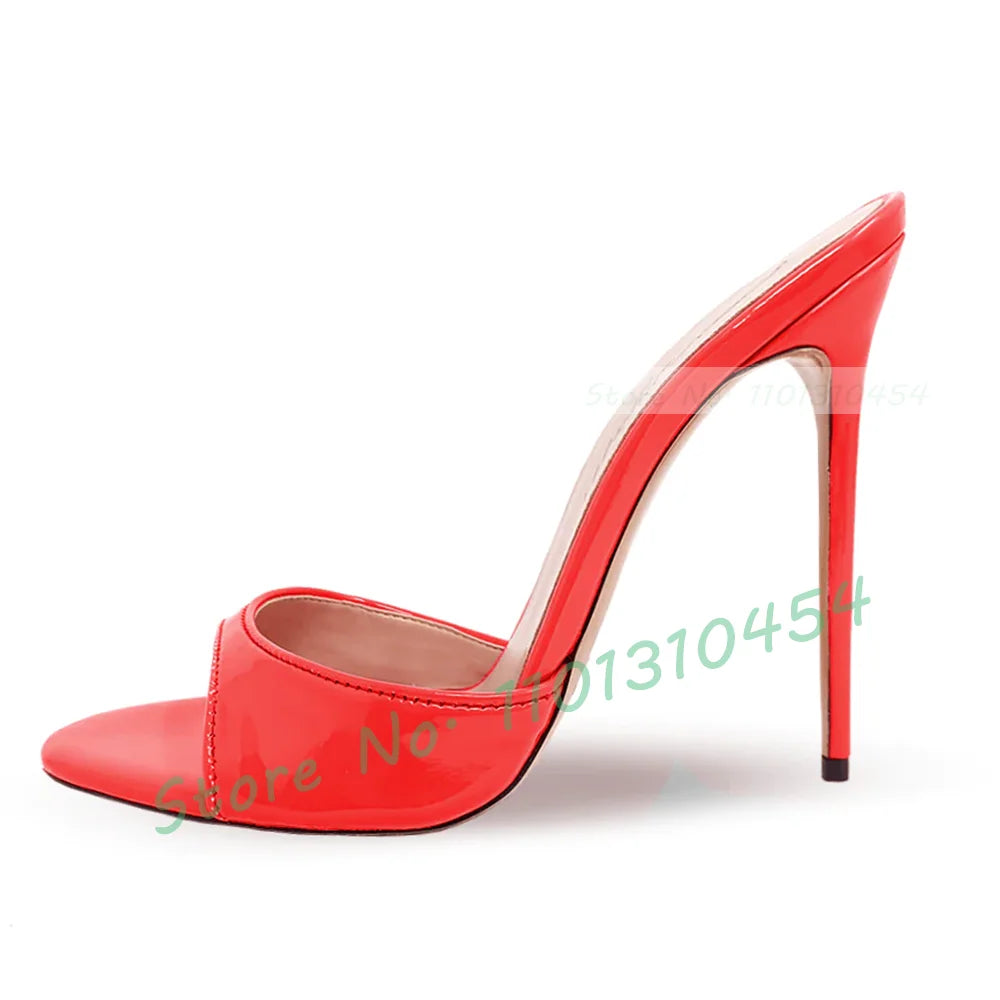 Snake‑Print Open‑Toe Stiletto Slides