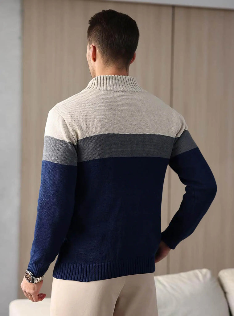 Men’s Tri‑Button Mock Neck Sweater