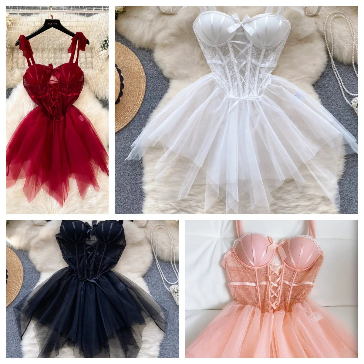 Gauze Spaghetti Strap Wedding Role‑Play Sleepwear