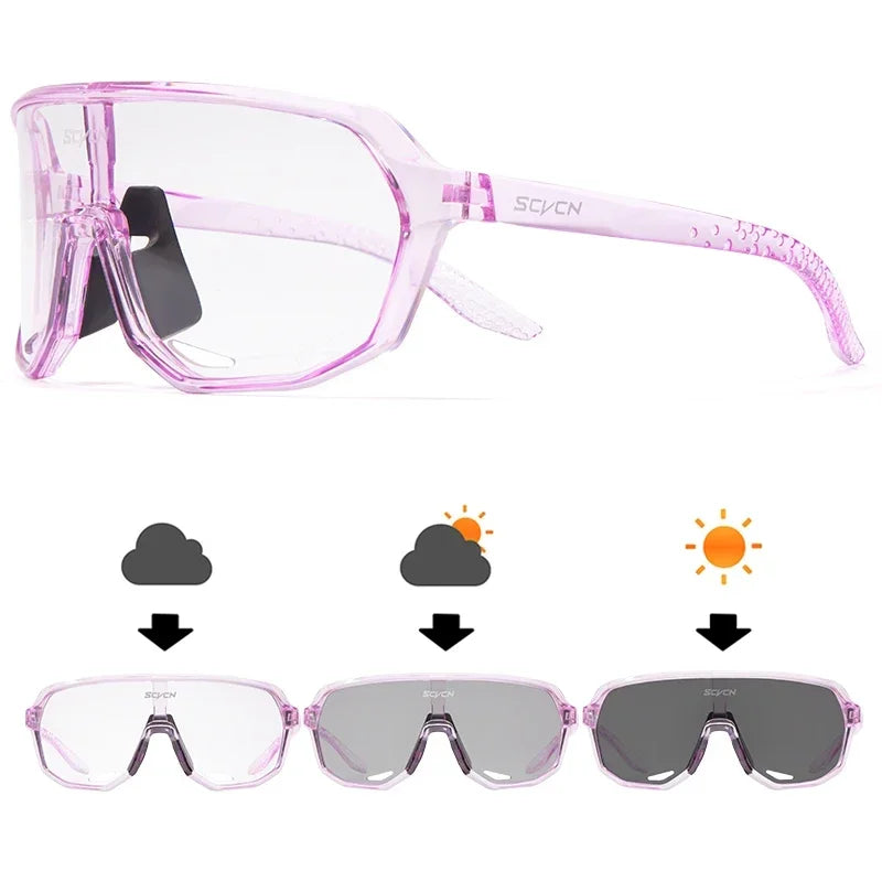 Scvcn Photochromic Mountaineering Sunglasses Outdoor Hiking Sports Glasses for Men's Cycling Sunglasses Leisure Travel Goggles