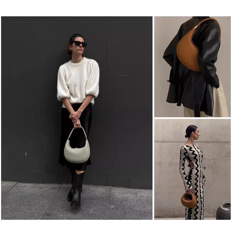 Light Luxury High-end Crescent Bags Fashion Brand Designer Commuter Handbag High-quality Genuine Leather Versatile Shoulder Bags