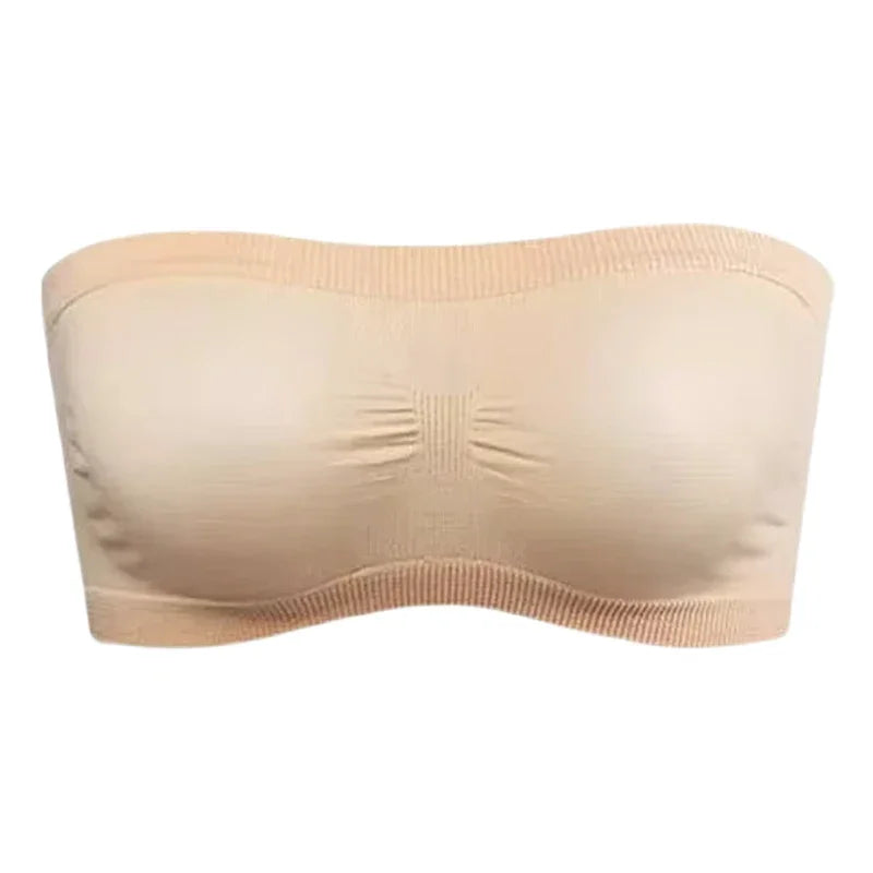 Ladies' Sexy Strapless Crop Top Bra Bandeau Boob Tube Brassiere Summer Breathable Mesh Invisible Strapless Chest Wraps Tube Tops