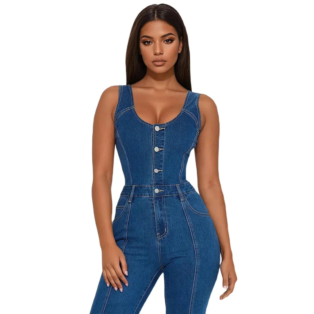 Women’s Vintage Denim Overalls Jumpsuit