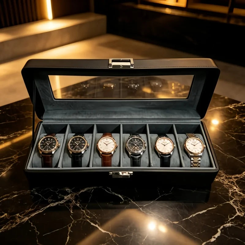 6‑Slot Lockable Watch Box Set – The Perfect Father’s Day & Birthday Gift for Dad or Husband