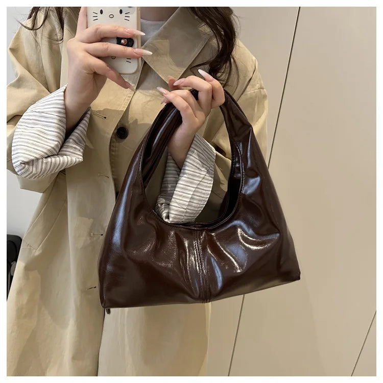 Fashion Leather Underarm Bags Women Temperament Clutch Handbags Shoulder Bag Ladies Trendy Simple Female Vintage Totes Hobos Bag