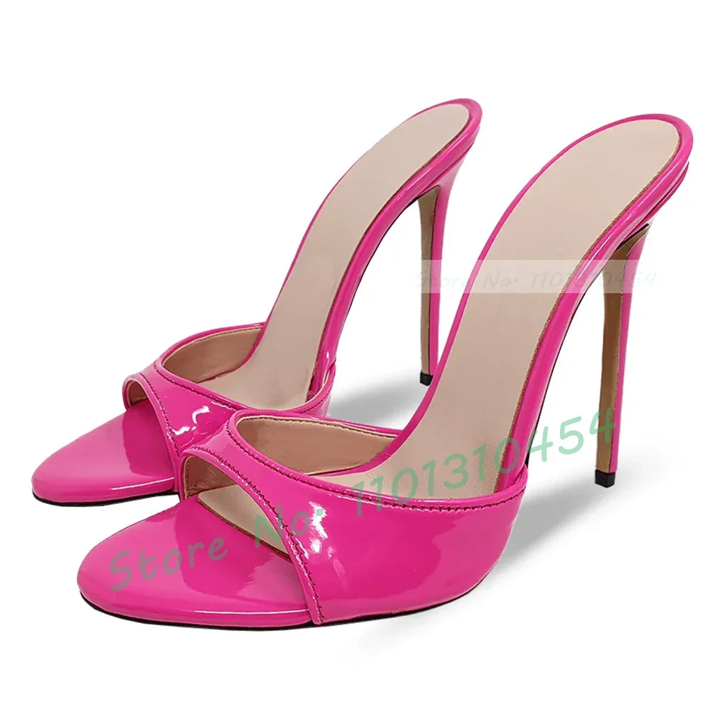 Snake‑Print Open‑Toe Stiletto Slides