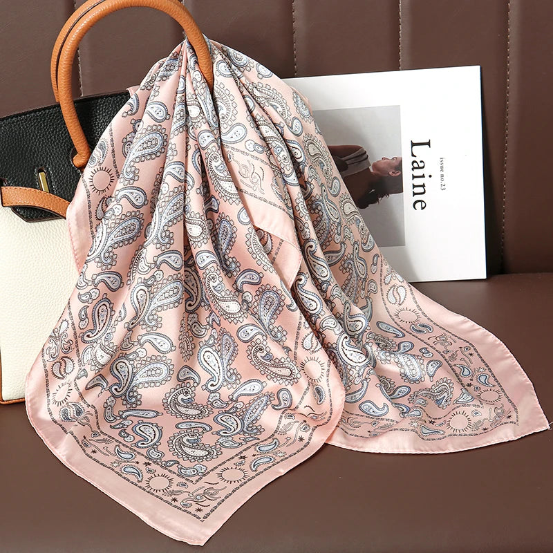Fashion Scarves for Women Shawl Print Silk Satin Hijab Scarf Female Bandana 70*70cm Luxury Brand Square Shawls Scarfs For Ladies