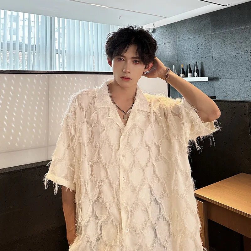 Loose Short‑Sleeve Suit‑Collar Shirt