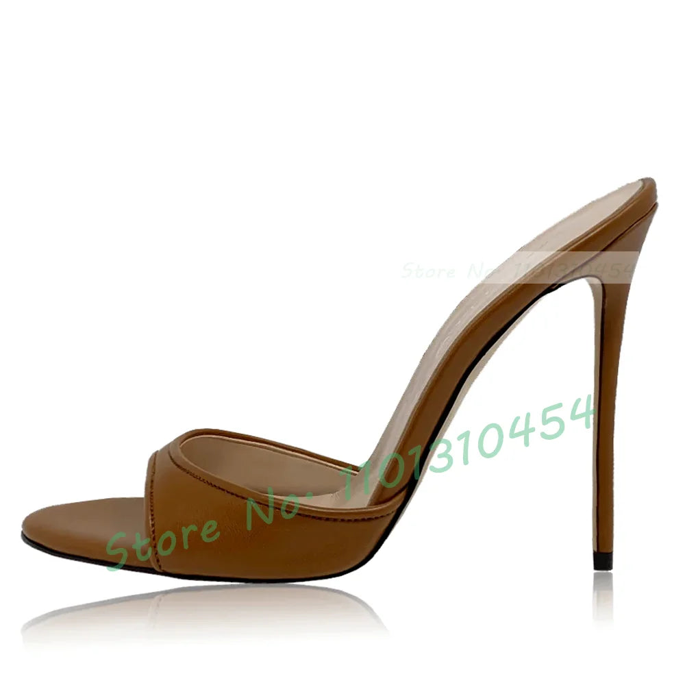 Snake‑Print Open‑Toe Stiletto Slides