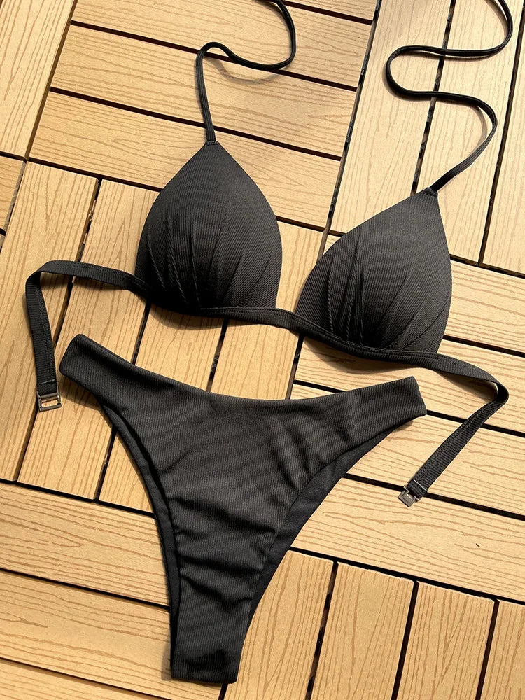 Halter Bra‑Cup Push‑Up Bikini
