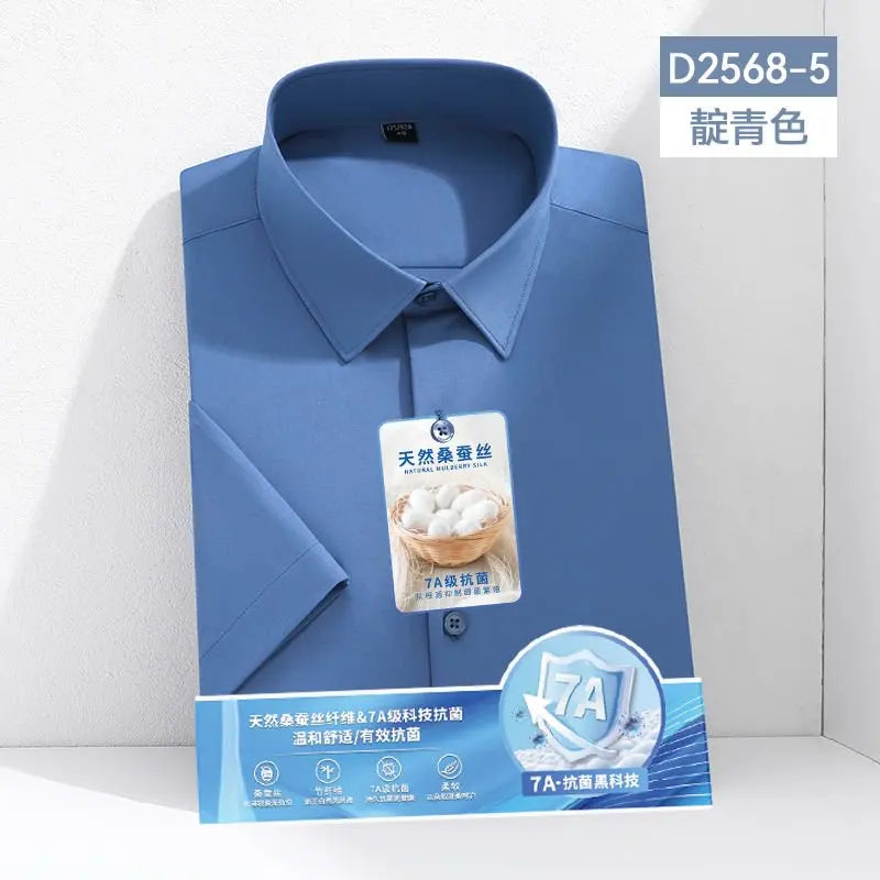 Mulberry Silk Wrinkle‑Resistant White Shirt