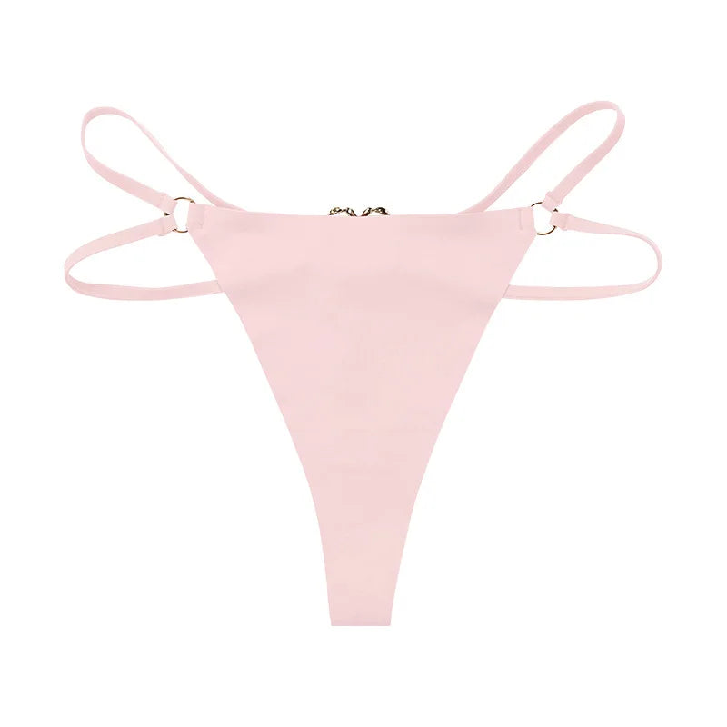 Ice Silk Seamless G‑String Thong — Women’s Lightweight Underwear with Iron‑Ring Detail (S–XL)