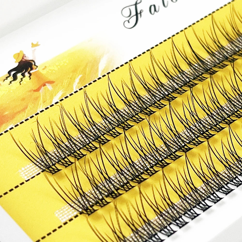 20D L‑Type Cluster Eyelash Extensions – 3D Natural Russian Volume Fans (60 Bundles per Box)