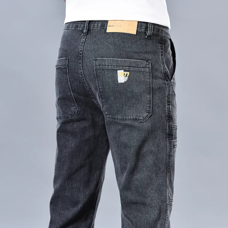 Multi‑Pocket Stretch Denim Jeans