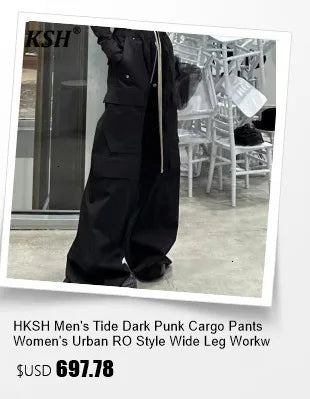 HKSH Spring Summer New Men's Tide Streetwear Cotton Solid Color Loose RO Style Short Sleeves Large Tees Chic Dark T-shirt HK2008