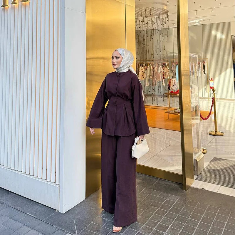Elegant Long Skirt Set for Women Casual Solid Loose Long Sleeve Lapel Shirt Female Skirts Suit 2025 Spring Lady 2 Pcs Outfits