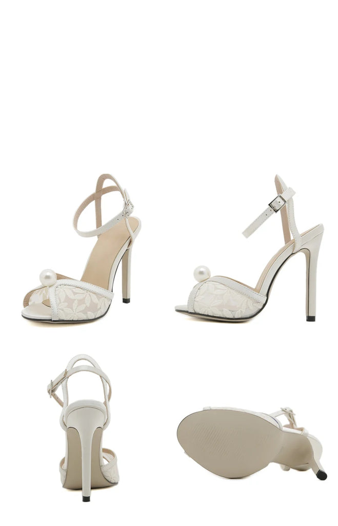 Sexy Pearl Peep‑Toe High Heels