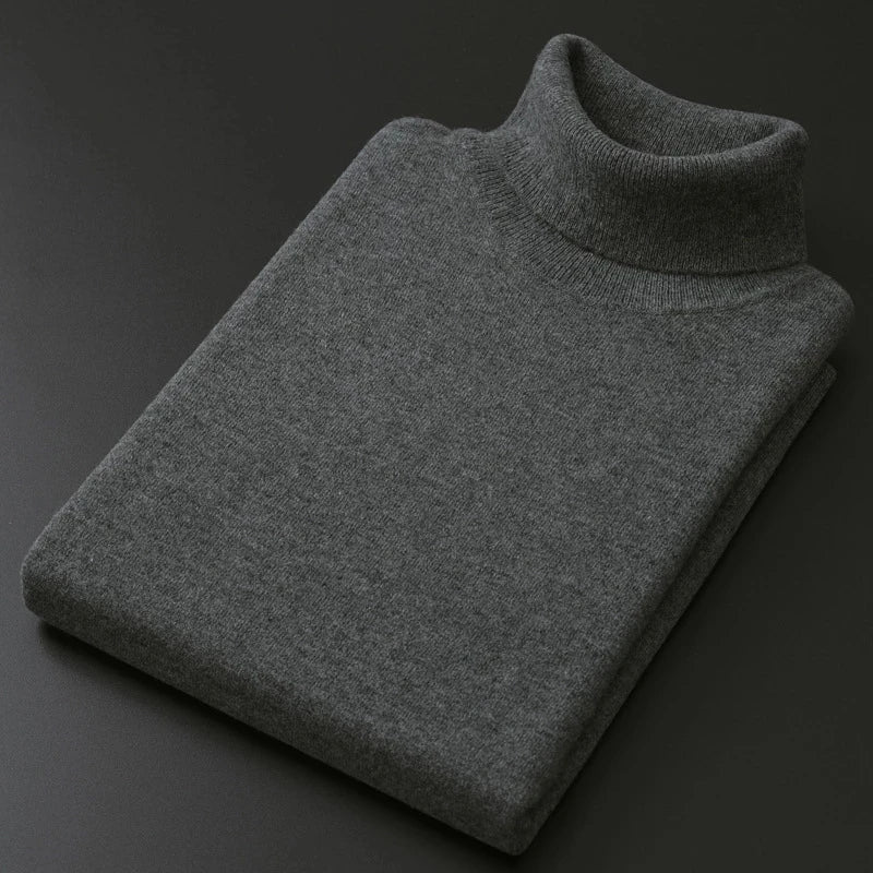 Men’s Cashmere‑Cotton Turtleneck Sweater