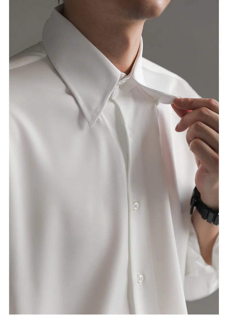 Korean Loose Ice‑Silk Shirt