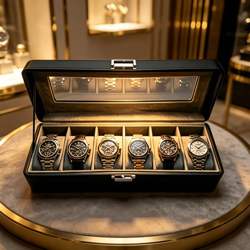 6‑Slot Lockable Watch Box Set – The Perfect Father’s Day & Birthday Gift for Dad or Husband