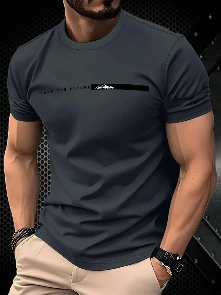 Men’s Oversized Letter‑Print T‑Shirt – Summer Loose Fit Sports Casual Short Sleeve Top