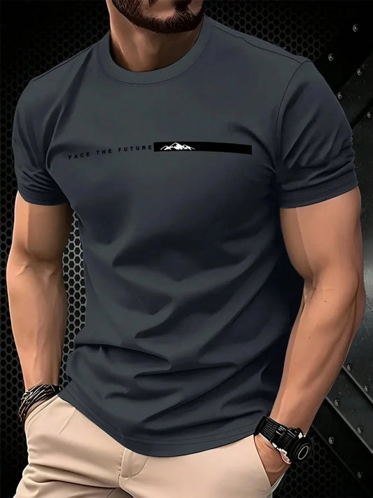 Men’s Oversized Letter‑Print T‑Shirt – Summer Loose Fit Sports Casual Short Sleeve Top