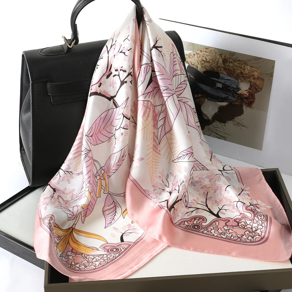 Fashion Scarves for Women Shawl Print Silk Satin Hijab Scarf Female Bandana 70*70cm Luxury Brand Square Shawls Scarfs For Ladies