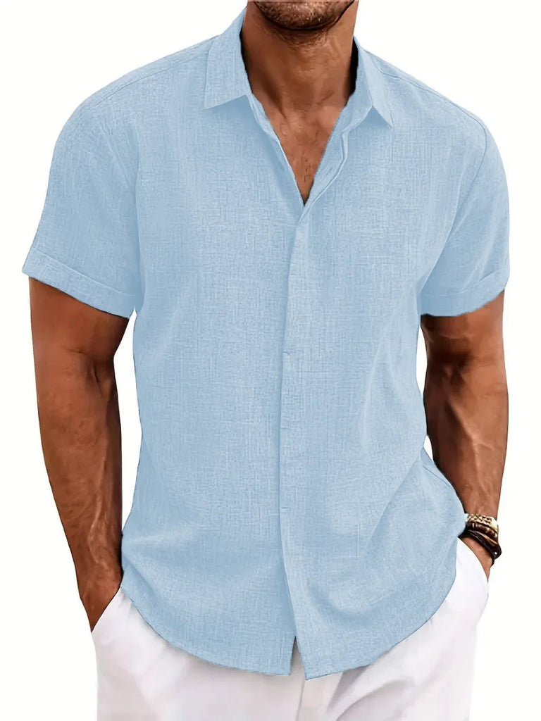 2024 New Men's Summer Lapel Shirt Large Size Loose Casual Comfortable Beach Short-Sleeved Top