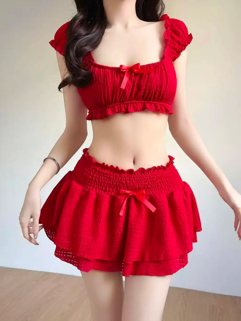 Swimwear Beach Style Bikinis Beachwear Bathing Sexy Lace-up Splicing Vintage Y2k Bikini Sets Holidays Swimsuit Women