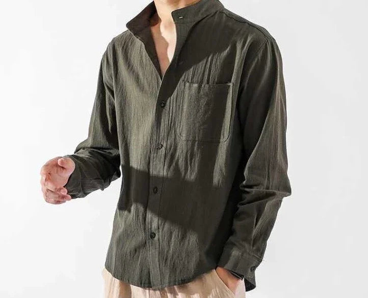 White Linen Shirt with Pocket