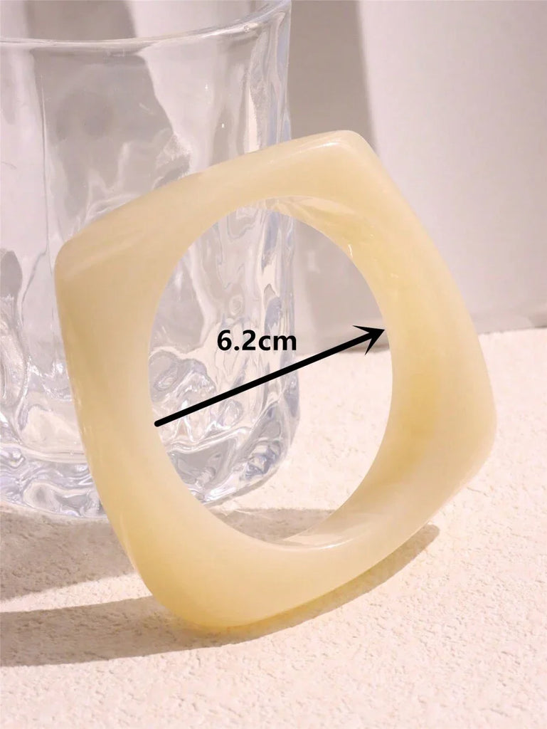 HUANZHI Vintage Resin Triangle Wide Bangle Bracelet
