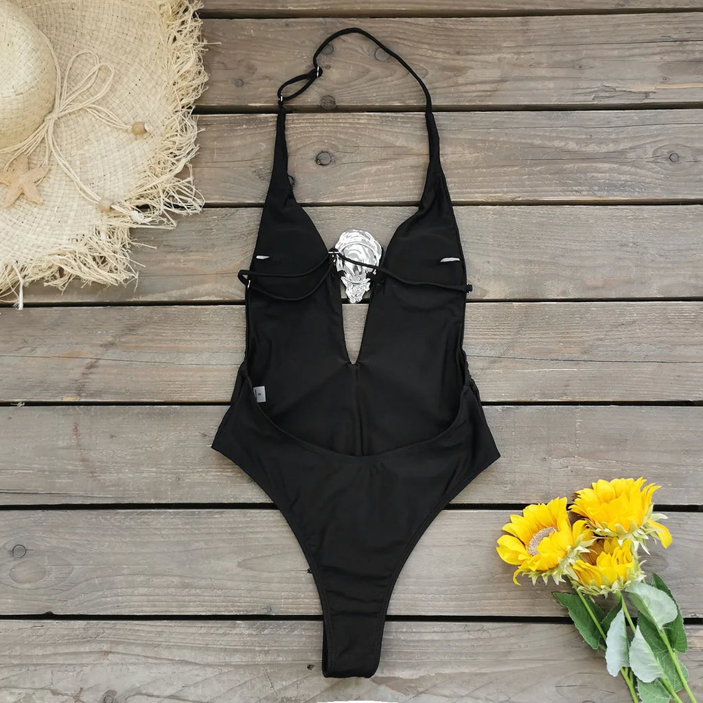 Women’s 2025 Deep V‑Neck Swimsuit With Skirt – High‑Leg Backless Bikini Set, Fashion Beachwear OutfitSexy Deep V Neck Swimsuit With Skirt Women 2 Pcs Suits 2025  High Leg Backless Swimwear Fashion Female Holiday Beachwear Outfits