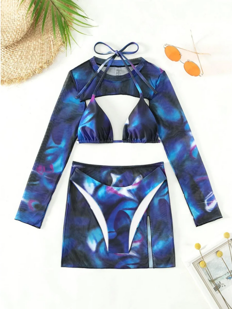 4‑Piece Triangle Halter String Bikini Set