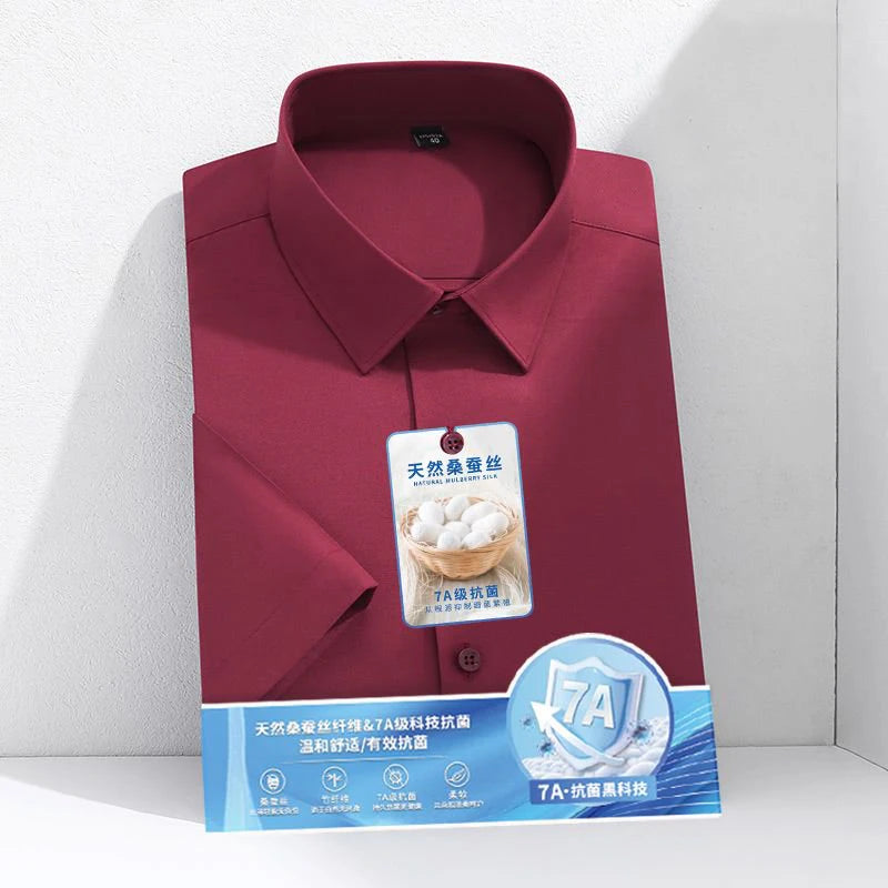 Mulberry Silk Wrinkle‑Resistant White Shirt