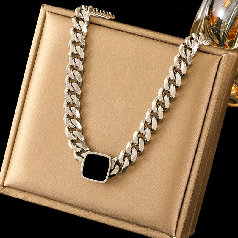 EILIECK 316L Stainless Steel White Chain Necklace For Women Girl Fashion New Party Gift Thick Neck Chain Waterproof Jewelry