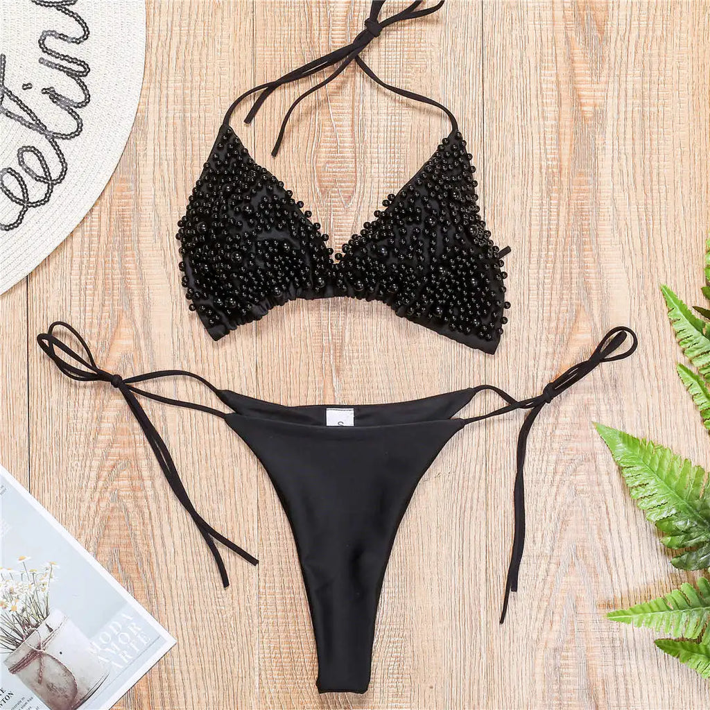Luxury Pearl Halter Mini Bikini