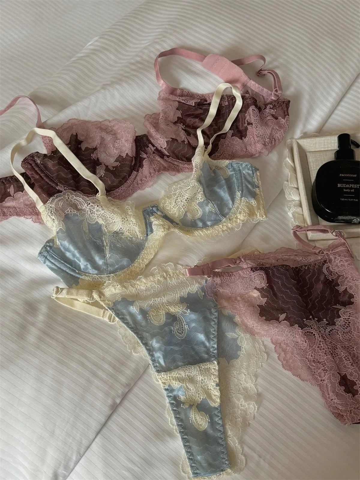 Thin Lace Floral Bra & Panty Set