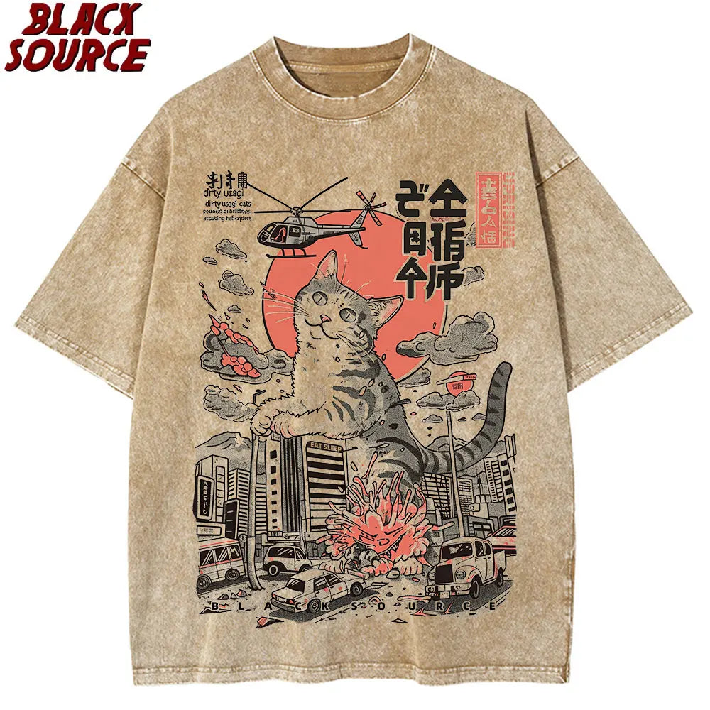 T351 Funny Cat Printed Tshirt Maine Coon Humor T-shirt Men Women Summer Short Sleeve Cotton T Shirt Unisex Harajuku Mens Clothes