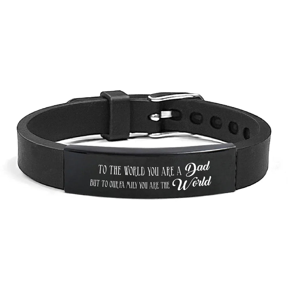 Inspirational Quote Bracelet for Father – Stainless Steel Adjustable Wristband Gift for Men