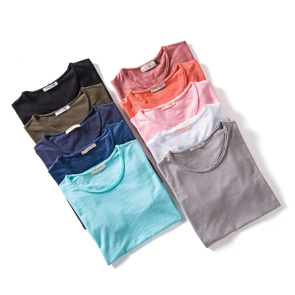 Men’s 100% Cotton Thin Summer T‑Shirt – Soft Breathable O‑Neck Casual Fitness Top