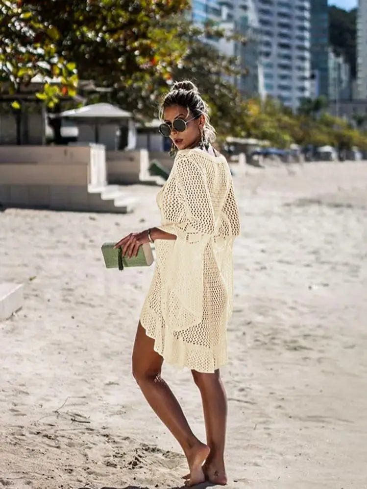 Sexy Cover Up Bikini Women Swimsuit Cover-up Beach Bathing Suit Beach Wear Knitting Swimwear Mesh Beach Dress Tunic Robe
