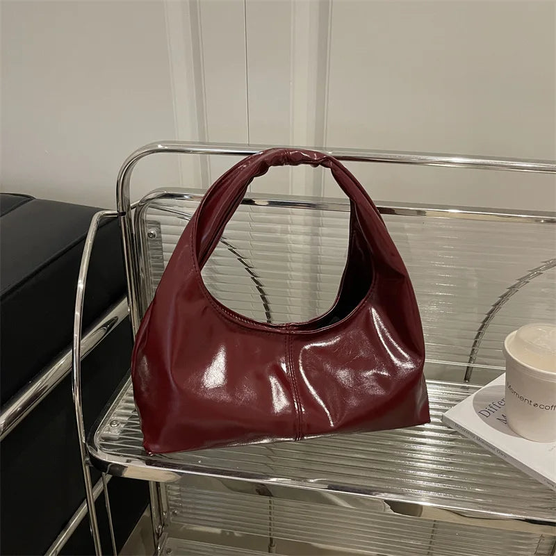 Fashion Leather Underarm Bags Women Temperament Clutch Handbags Shoulder Bag Ladies Trendy Simple Female Vintage Totes Hobos Bag